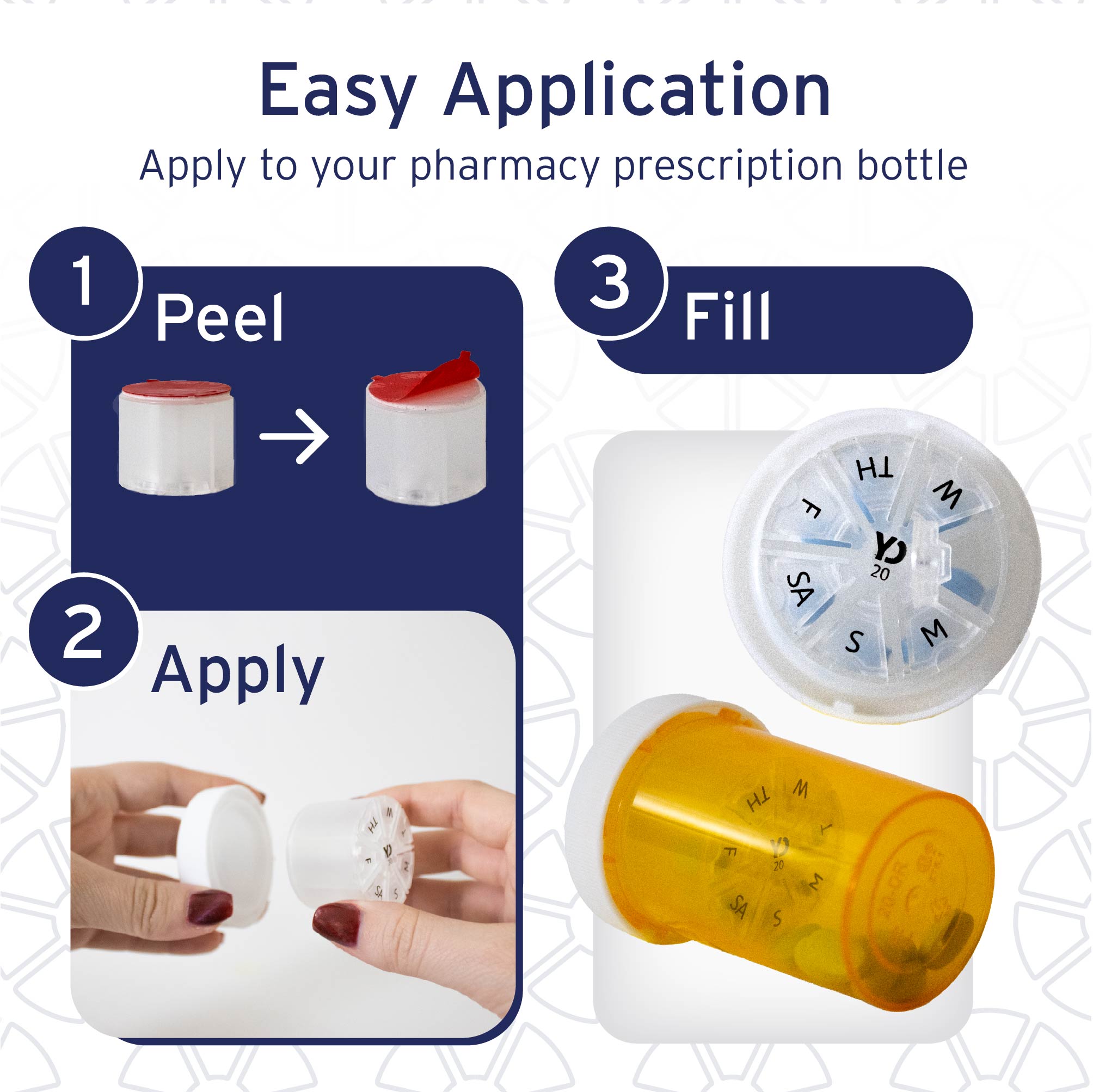 The Under Cap small weekly prescription medication pill organizer - 3 Pack